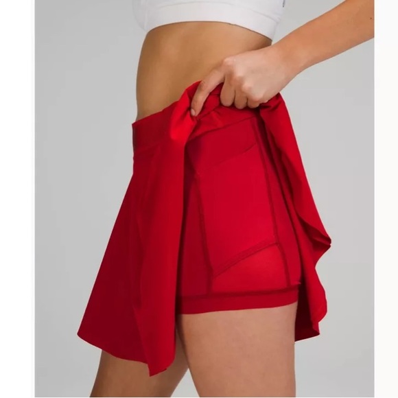 Lululemon Court Rival High Rise Skirt Dark Red Size 4 Running Skort Swift Fabric - Picture 2 of 9